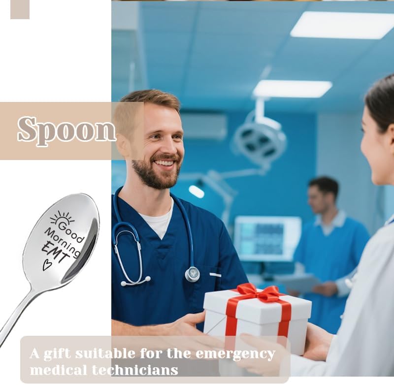 Borhmty First Responder Gifts for Women Men Good Morning EMT Emergency Medical Technician Spoon Thank You Appreciation Gifts for EMT Paramedic Emergency Professional Birthday Gift for Women Men - Image 5